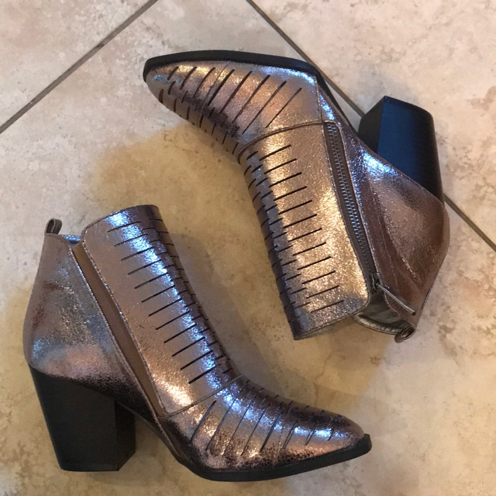 Bronze booties low heel